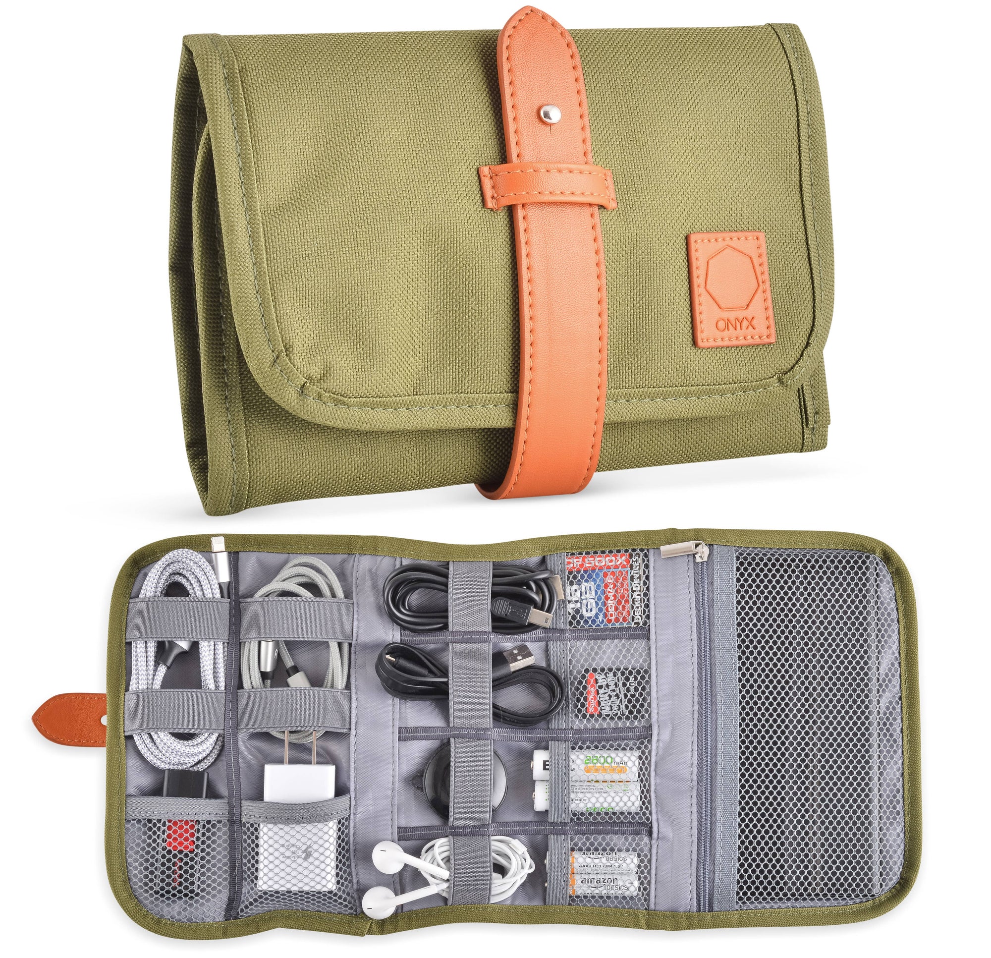 Olive Electronics Organizer Travel Bag cable managment Onyx Outfitters NW   