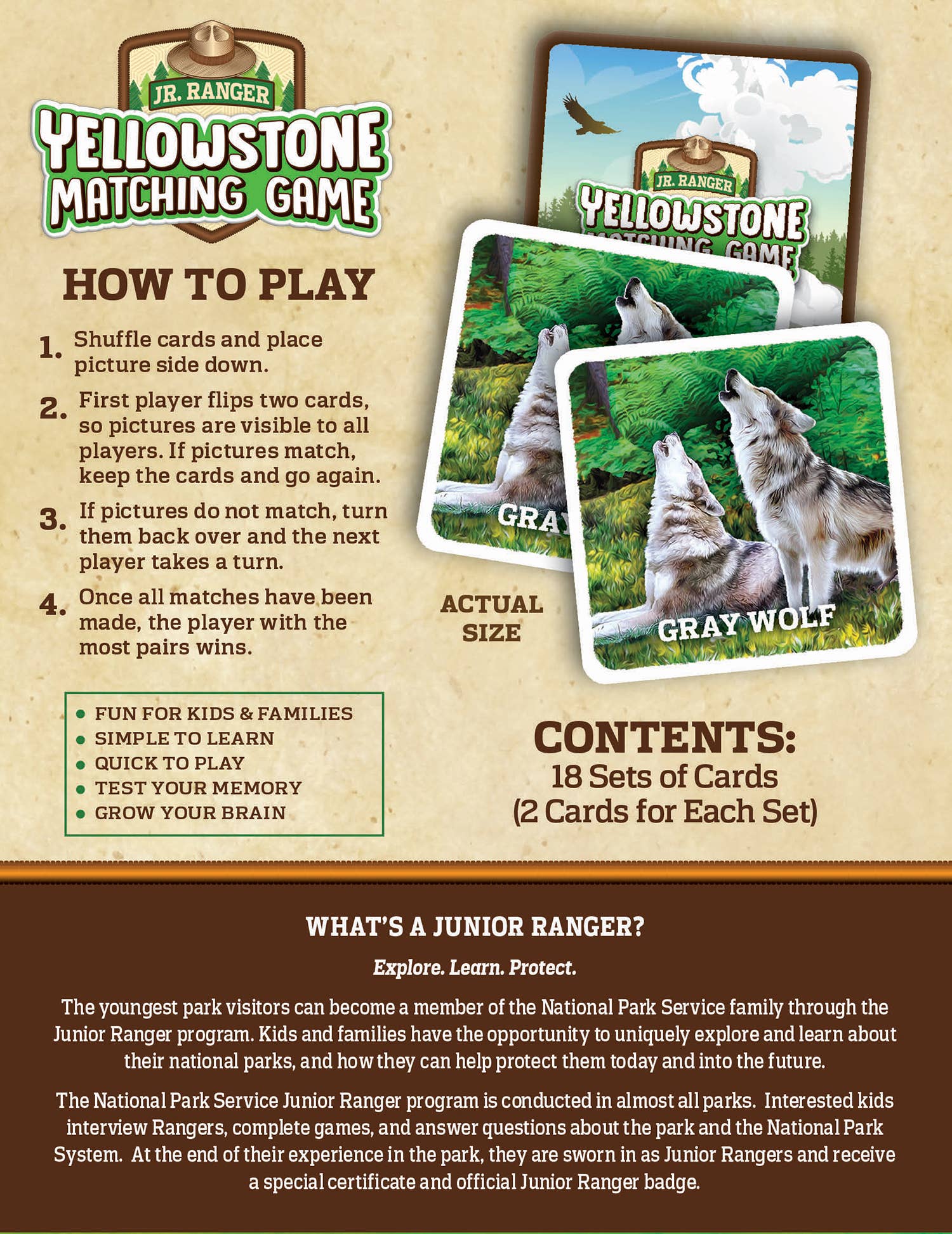 Jr. Ranger - Yellowstone Matching Game game Masterpieces Puzzles