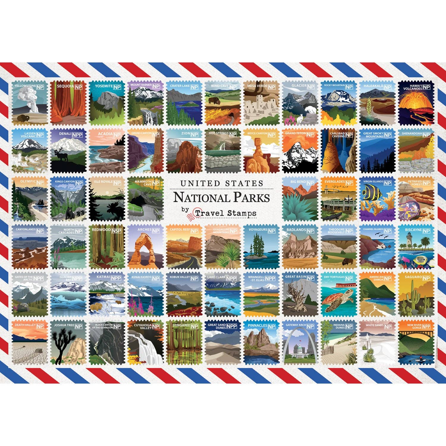 National Parks Travel Stamps 1000 Piece Puzzle puzzle Masterpieces Puzzles   