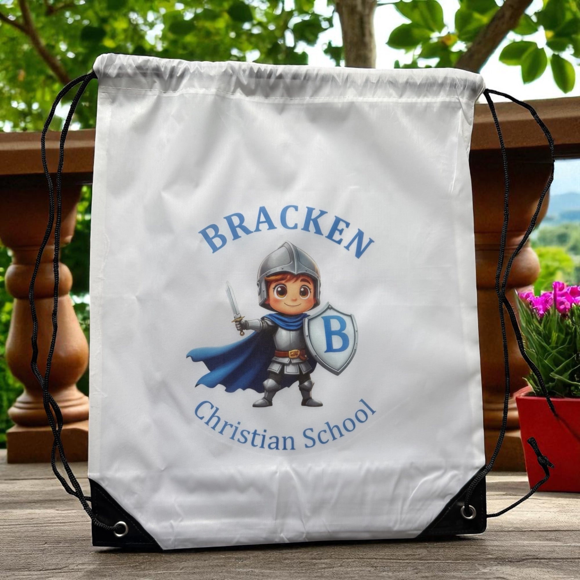 Drawstring bag,knight, bracken christian school