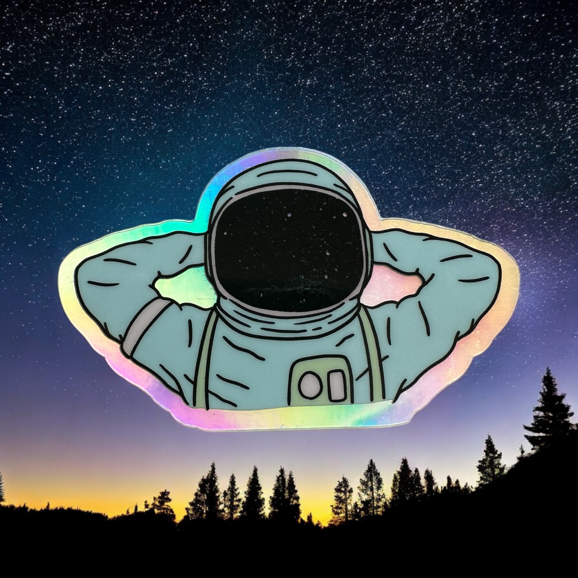 Astronaut Holographic Sticker sticker Big Moods   