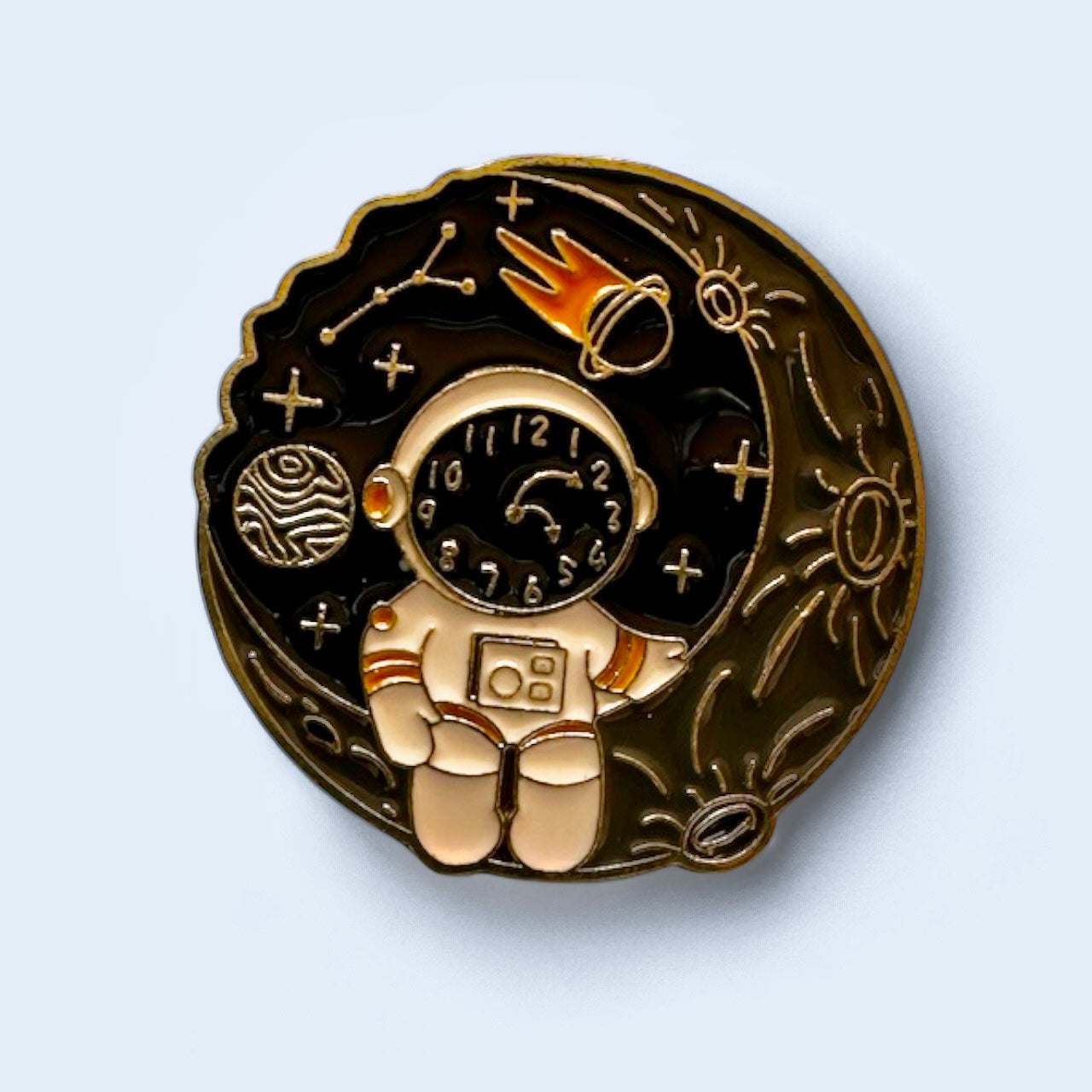 Cosmic Astronaut with clock face Enamel Pin pin Magnifique Hearts   