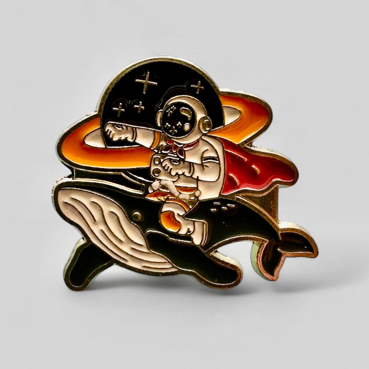 Cosmic Astronaut on whale Enamel Pin pin Magnifique Hearts   