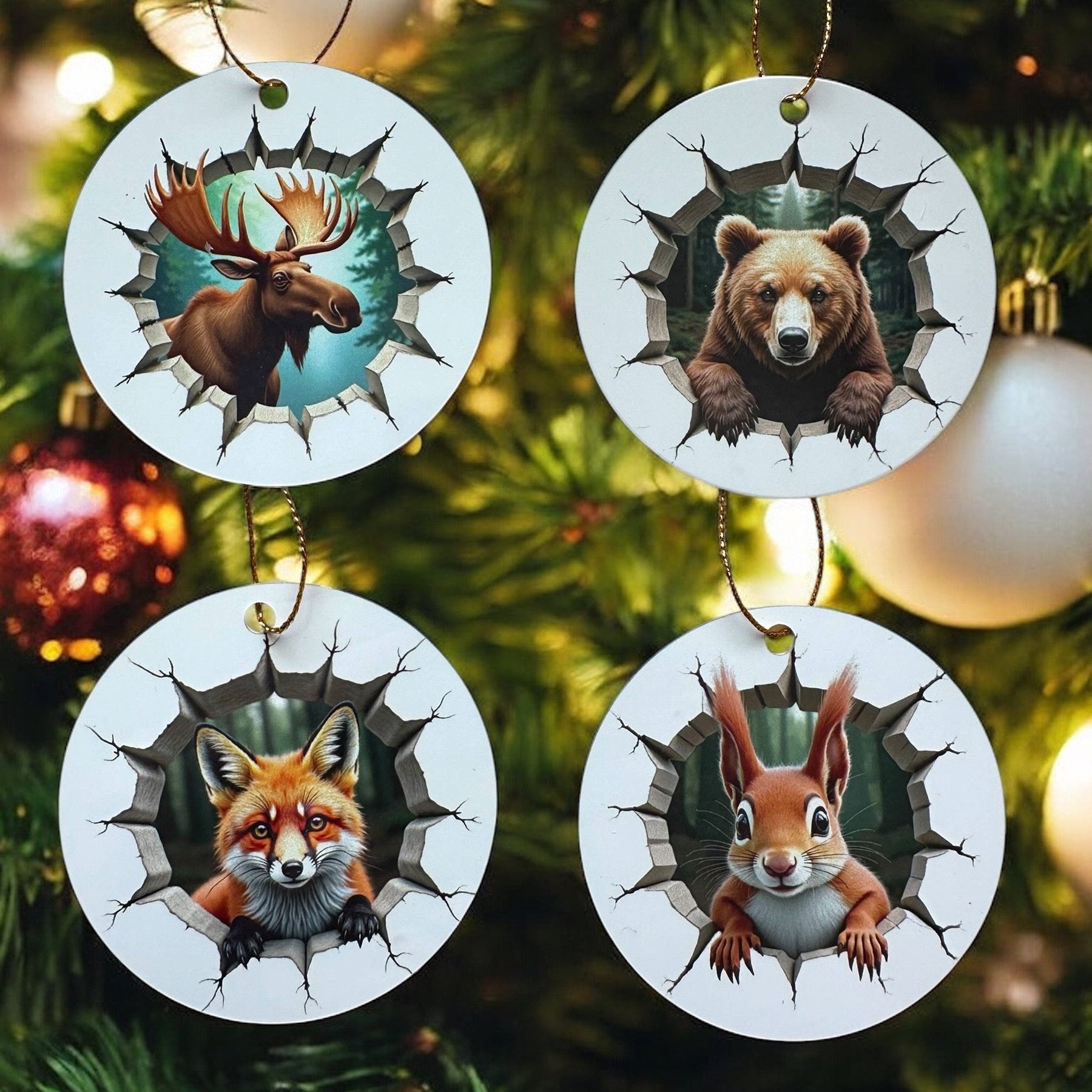 Forest Animals Christmas Ornaments 4-pack ornament Orange Grove Trading Post