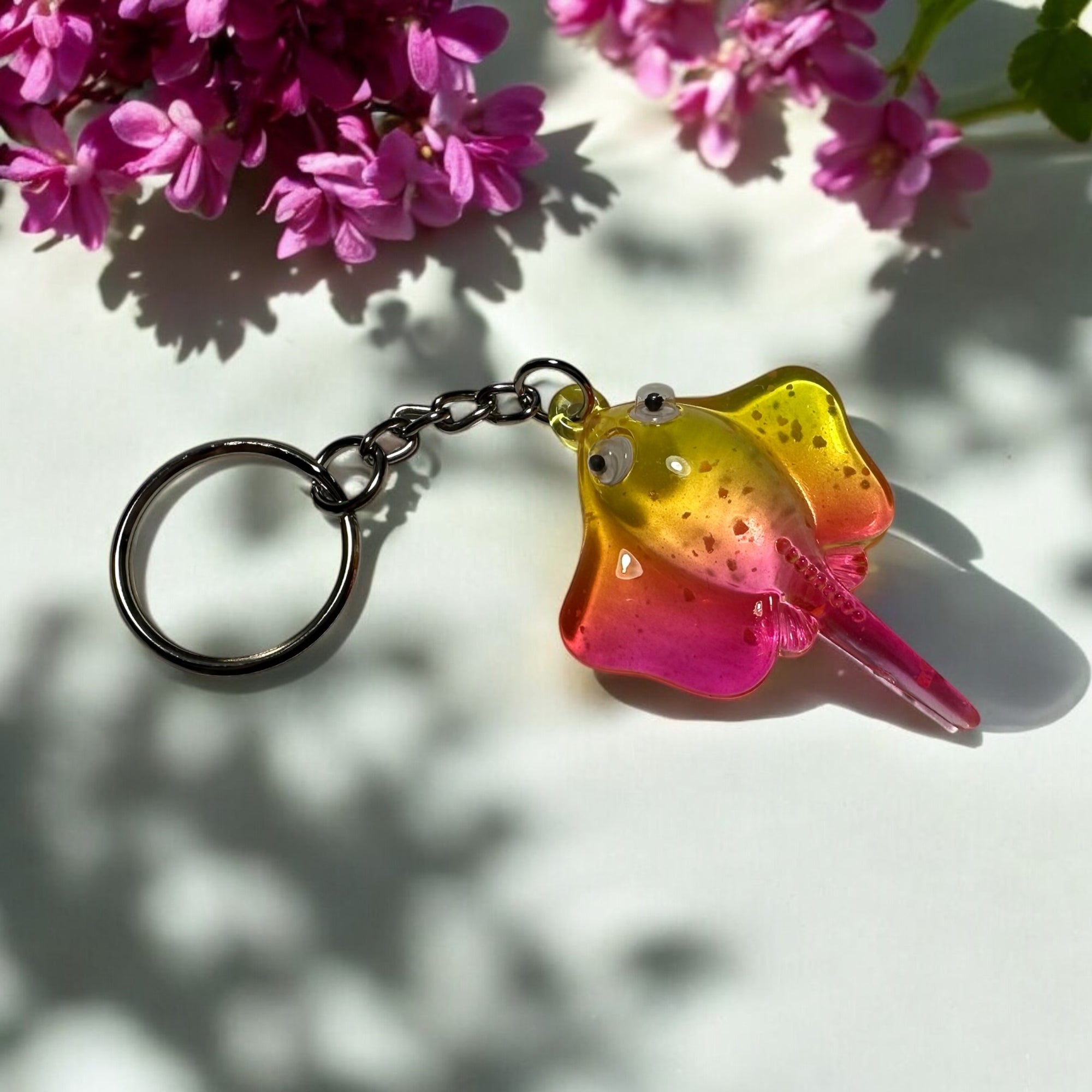 Stingray Charm Keychain keychain Sea Creations Yellow/Pink