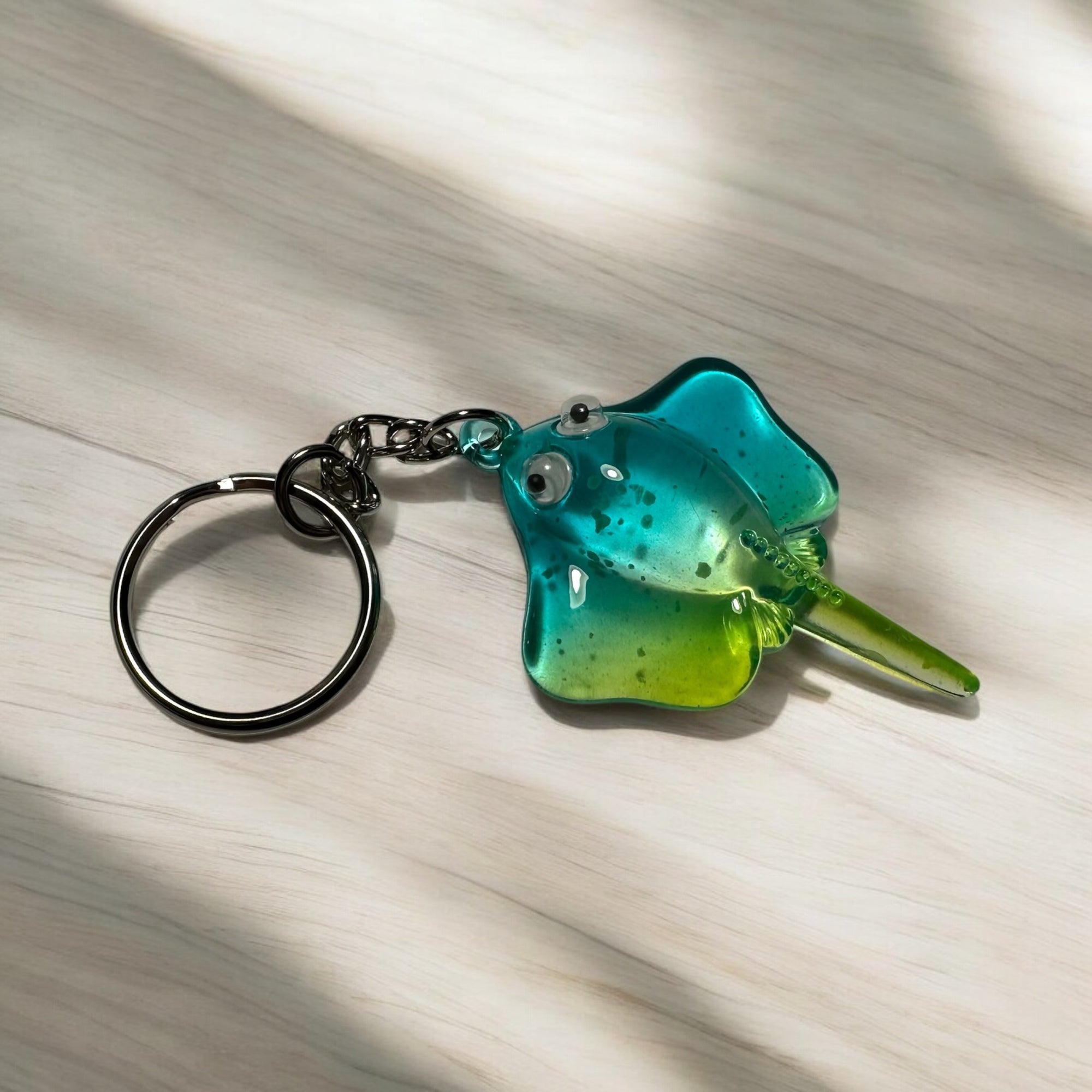 Stingray Charm Keychain keychain Sea Creations Green/Blue