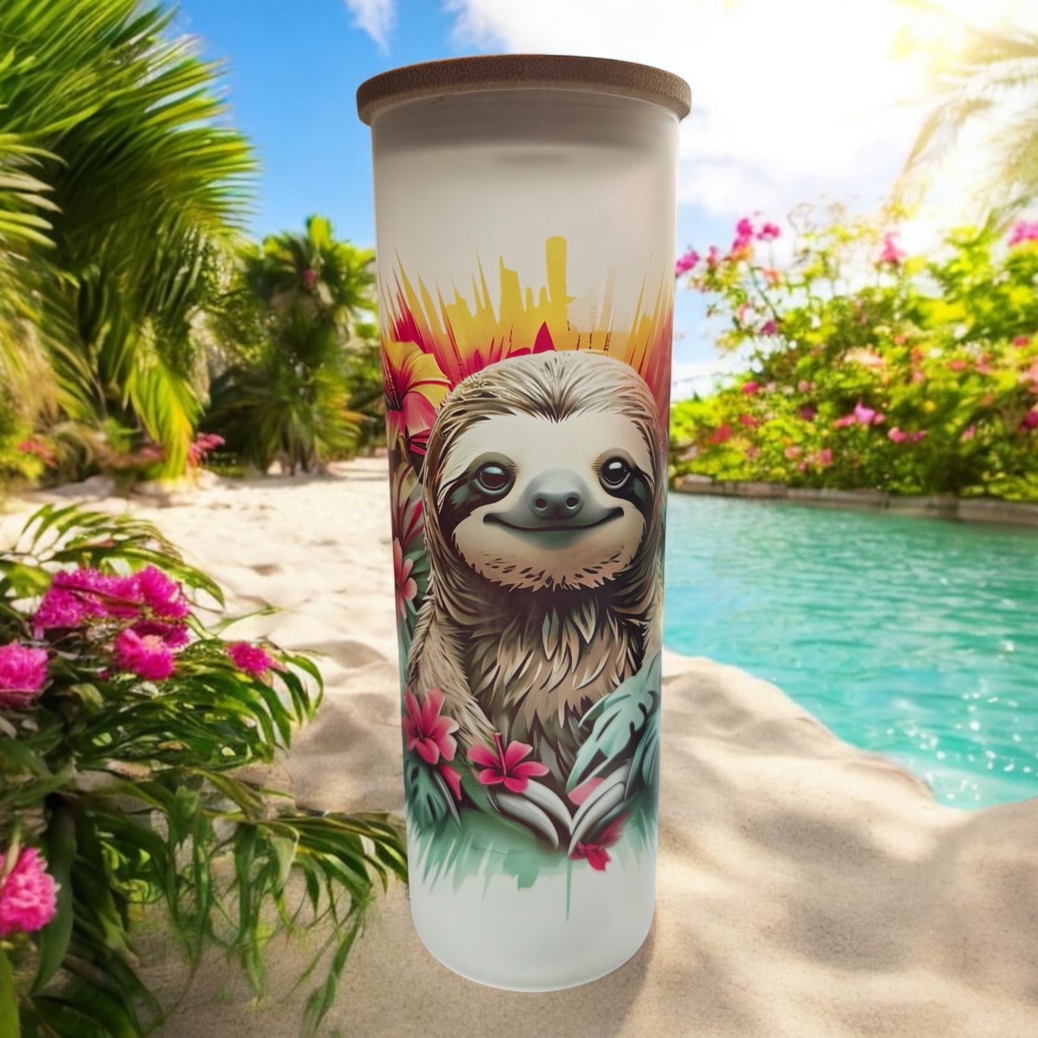 Sloth Glass Tumbler Tumbler Orange Grove Trading Post