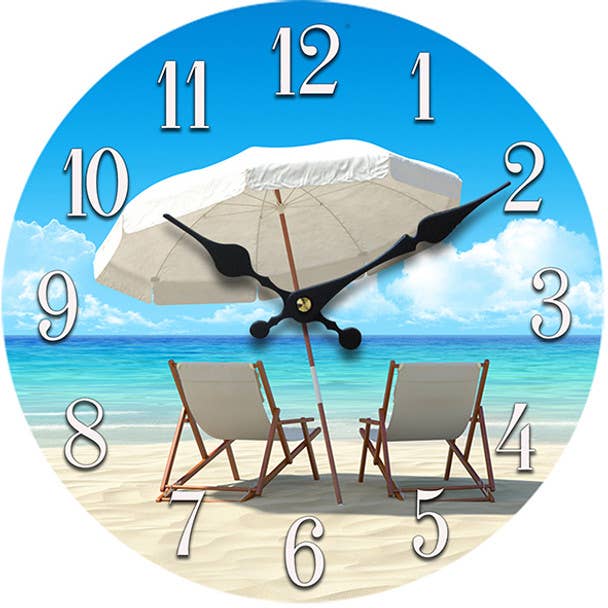 Beach Umbrella Glass Clock