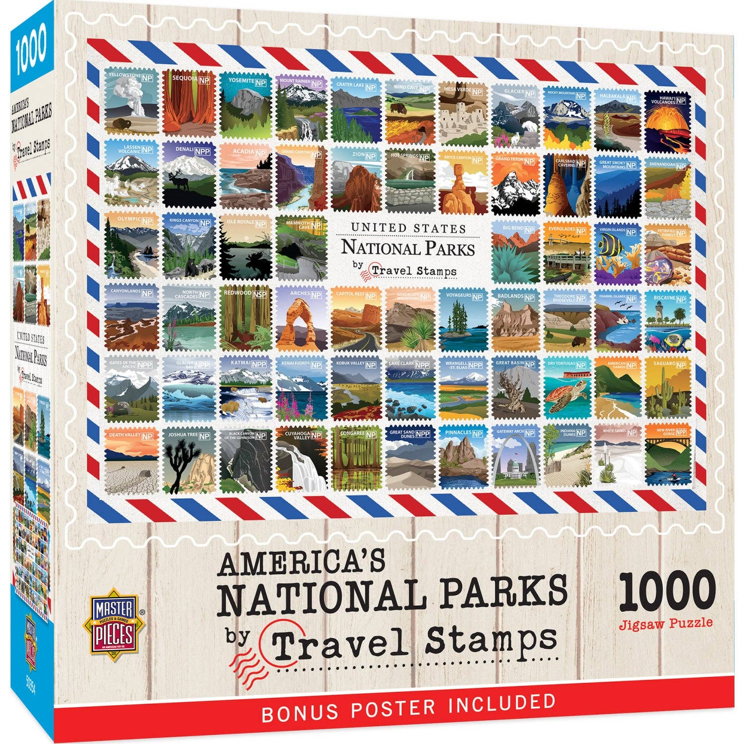 National Parks Travel Stamps 1000 Piece Puzzle puzzle Masterpieces Puzzles   