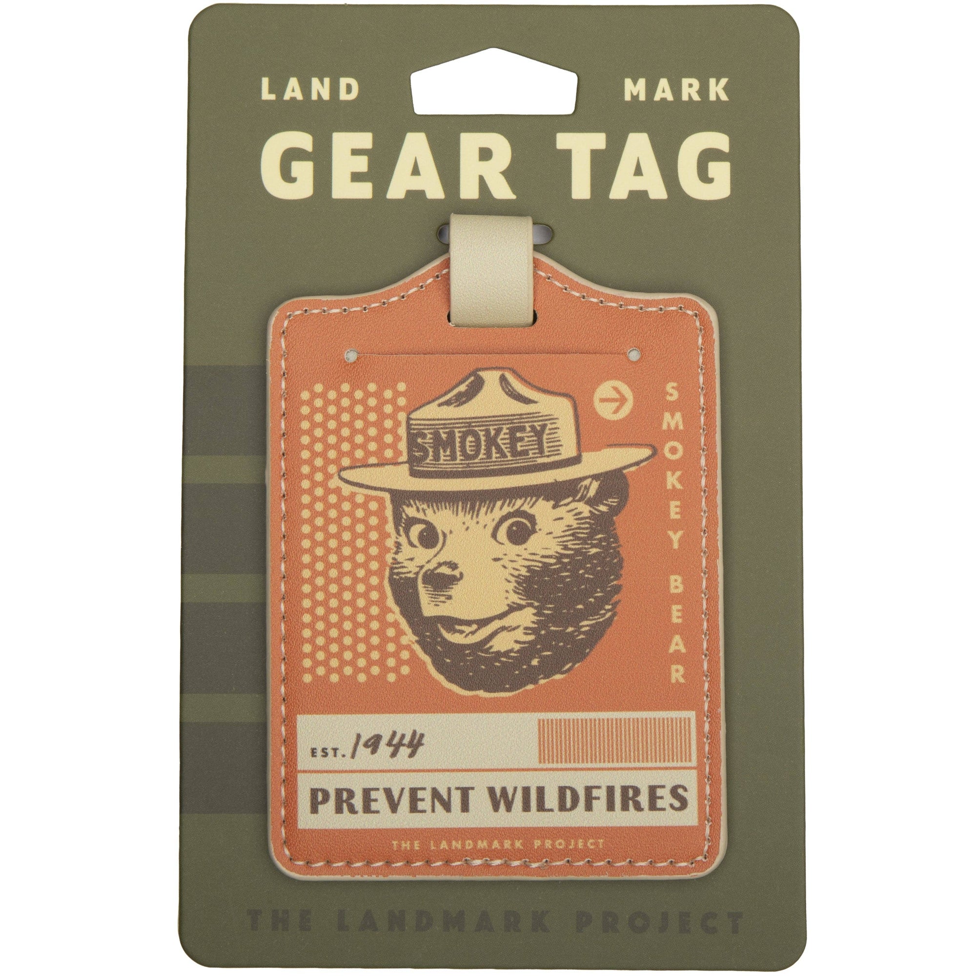 lvndmark gear Smokey Bear Gear Tag – Vintage Luggage Tag with Sticker – Orange Grove Trading Post